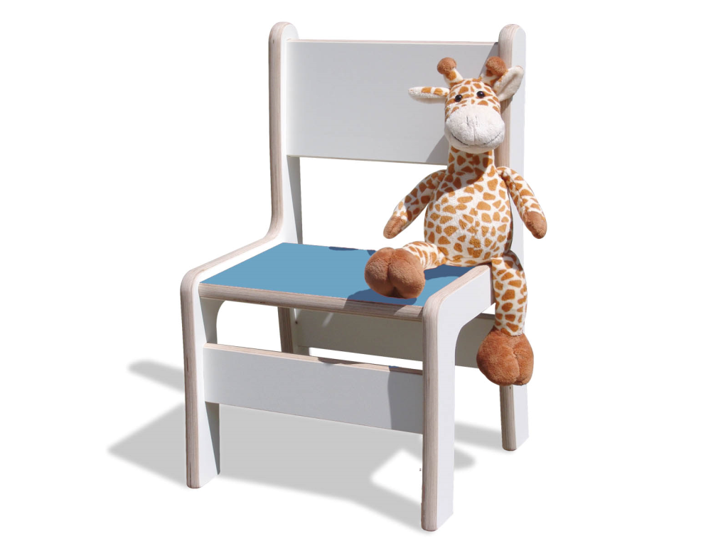Kinderstuhl - Weiß mit bunter Sitzfläche